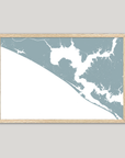 Panama City Beach Coastal Map — Fine Art Print Horizontal, soft-blue, Oak, 10x8