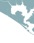 Panama City Beach Coastal Map — Fine Art Print Horizontal, soft-blue, No Frame, 10x8