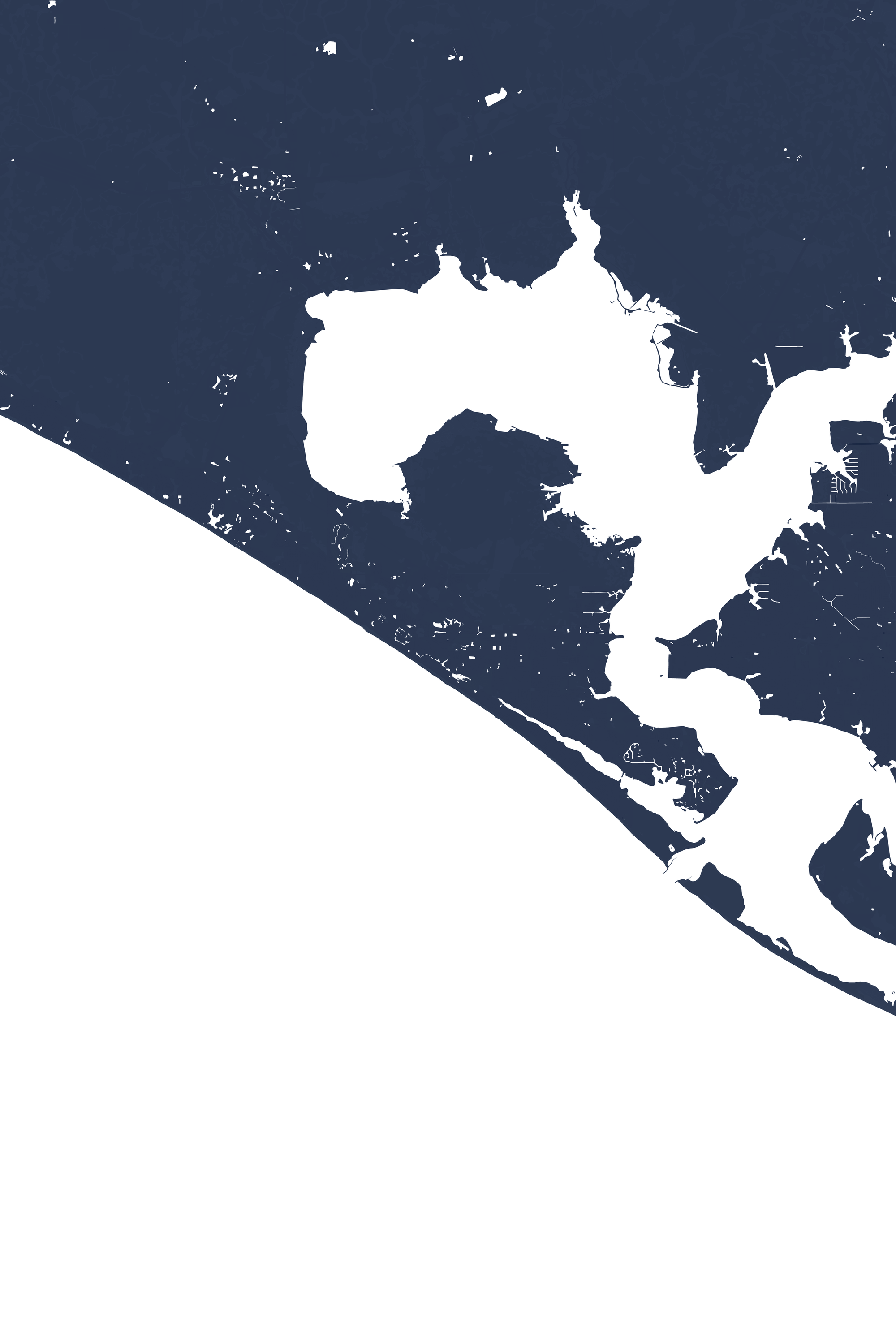 Panama City Beach Coastal Map — Fine Art Print Vertical, navy, No Frame, 8x10