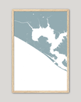 Panama City Beach Coastal Map — Fine Art Print Vertical, soft-blue, Oak, 8x10