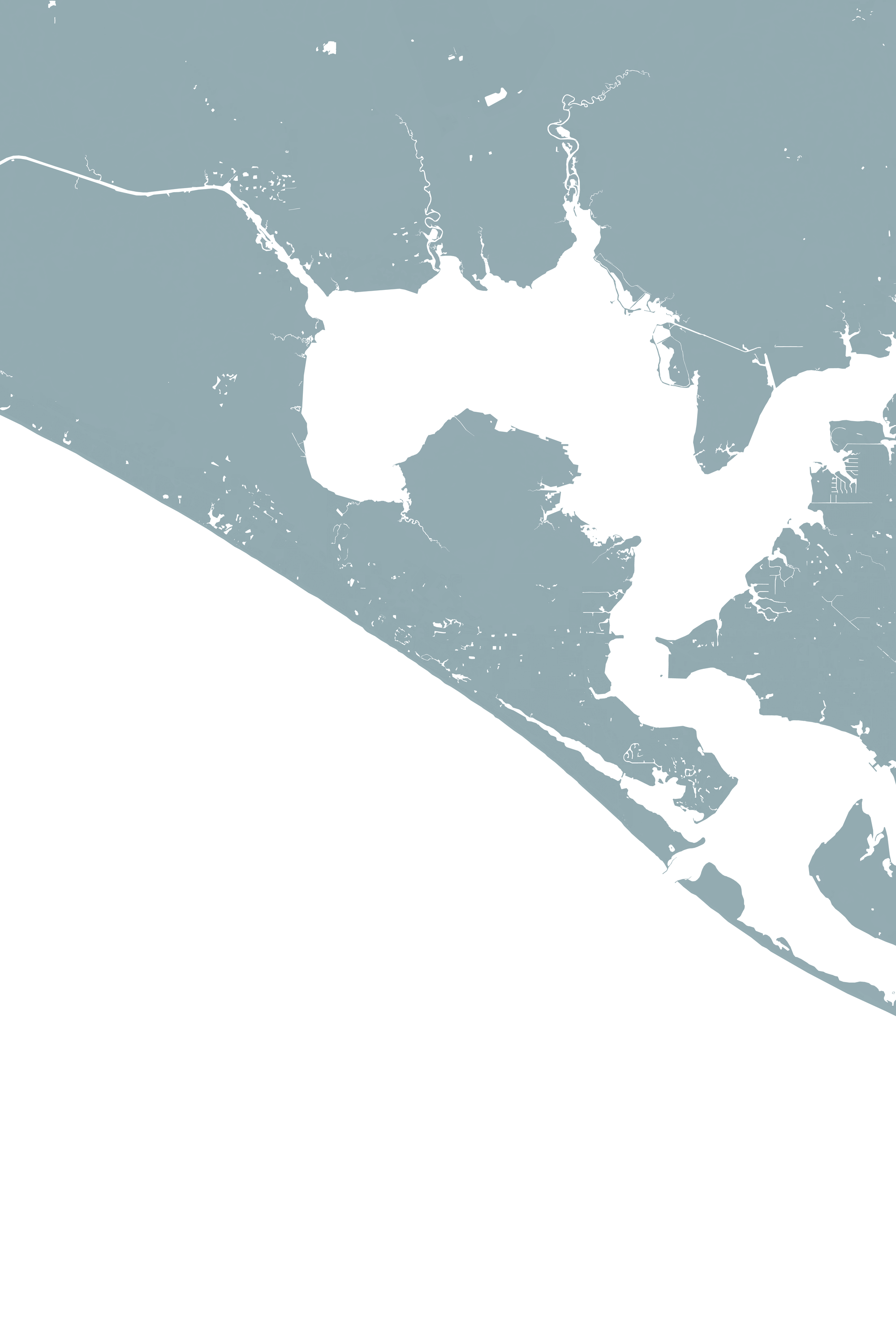 Panama City Beach Coastal Map — Fine Art Print Vertical, soft-blue, No Frame, 8x10