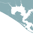 Panama City Beach Coastal Map — Fine Art Print Vertical, soft-blue, No Frame, 8x10