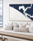 Panama City Beach canvas map — sea-view bench interior