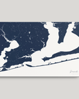 Pensacola Coastal Map — Canvas Horizontal, navy, No Frame