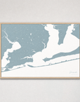 Pensacola Coastal Map — Canvas Horizontal — soft-blue, Light Wood