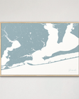 Pensacola Coastal Map — Canvas Horizontal, soft-blue, Natural Oak