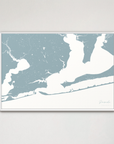 Pensacola Coastal Map — Canvas Horizontal, soft-blue, White Frame
