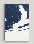 Pensacola Coastal Map — Canvas Vertical, navy, No Frame