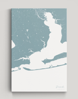 Pensacola Coastal Map — Canvas Vertical, soft-blue, No Frame