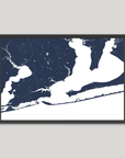 Pensacola Coastal Map — Fine Art Print Horizontal, navy, Black Frame, 10x8