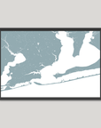 Pensacola Coastal Map — Fine Art Print Horizontal, soft-blue, Black Frame, 10x8