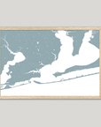 Pensacola Coastal Map — Fine Art Print Horizontal, soft-blue, Oak, 10x8