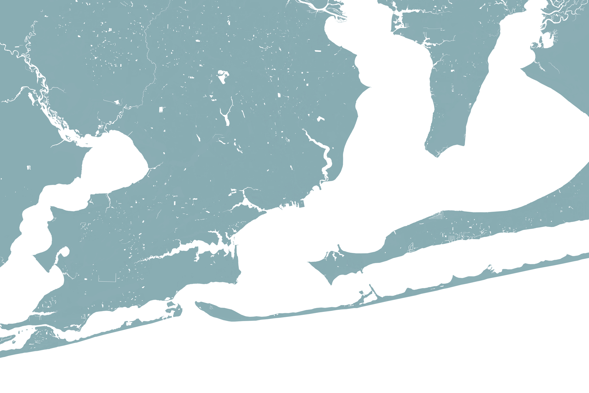 Pensacola Coastal Map — Fine Art Print Horizontal, soft-blue, No Frame, 10x8