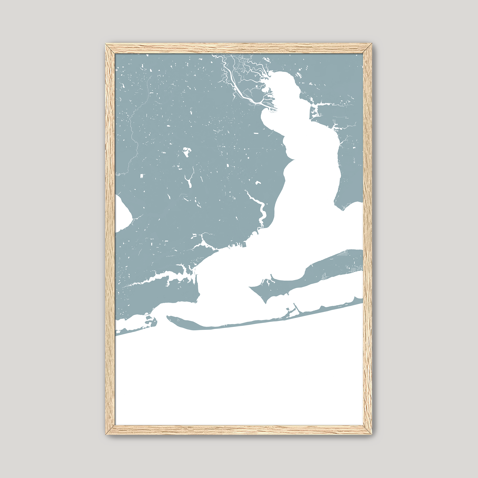 Pensacola Coastal Map — Fine Art Print Vertical, soft-blue, Oak, 8x10