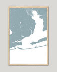 Pensacola Coastal Map — Fine Art Print Vertical, soft-blue, Oak, 8x10