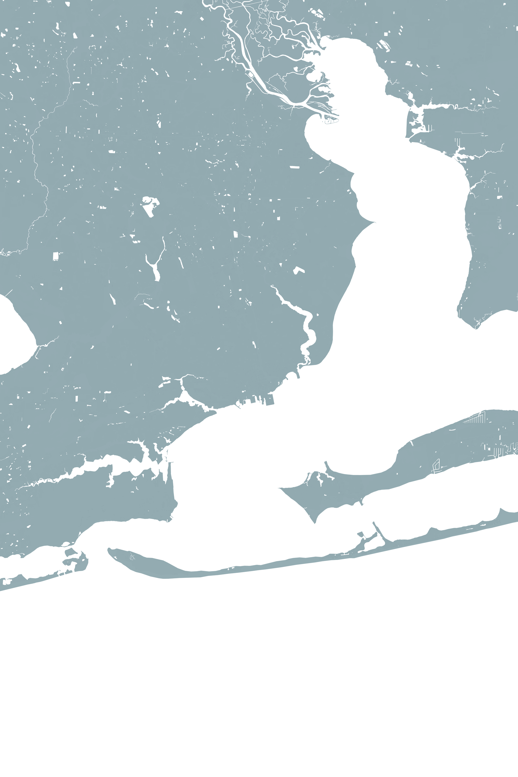 Pensacola Coastal Map — Fine Art Print Vertical, soft-blue, No Frame, 8x10