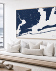 Pensacola canvas map — sea-view bench interior