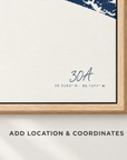 30A horizontal canvas map in Navy, location and coordinates detail