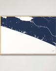 30A horizontal canvas map, Navy, Natural Oak