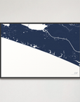 30A horizontal canvas map, Navy, Black Frame