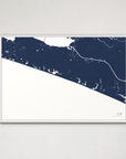 30A horizontal canvas map, Navy, White Frame