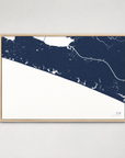 30A horizontal canvas map, Navy, Light Wood