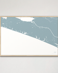 30A horizontal canvas map, Soft Blue, Natural Oak