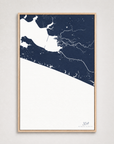 30A vertical canvas map, Navy, Light Wood