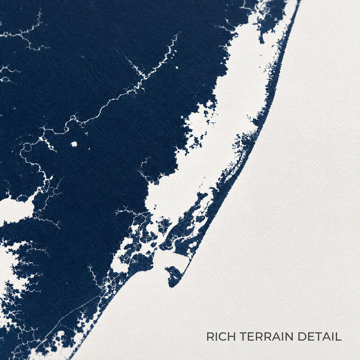 Assateague horizontal canvas map in Navy, map detail