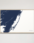 Assateague horizontal canvas map, Navy, Natural Oak