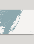 Assateague horizontal canvas map, Soft Blue, No Frame