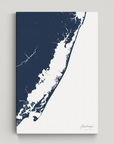 Assateague vertical canvas map, Navy, No Frame