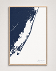Assateague vertical canvas map, Navy, Light Wood