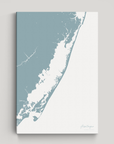 Assateague vertical canvas map, Soft Blue, No Frame