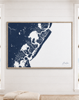 Avalon horizontal canvas map in Navy, window interior