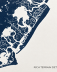 Avalon horizontal canvas map in Navy, map detail