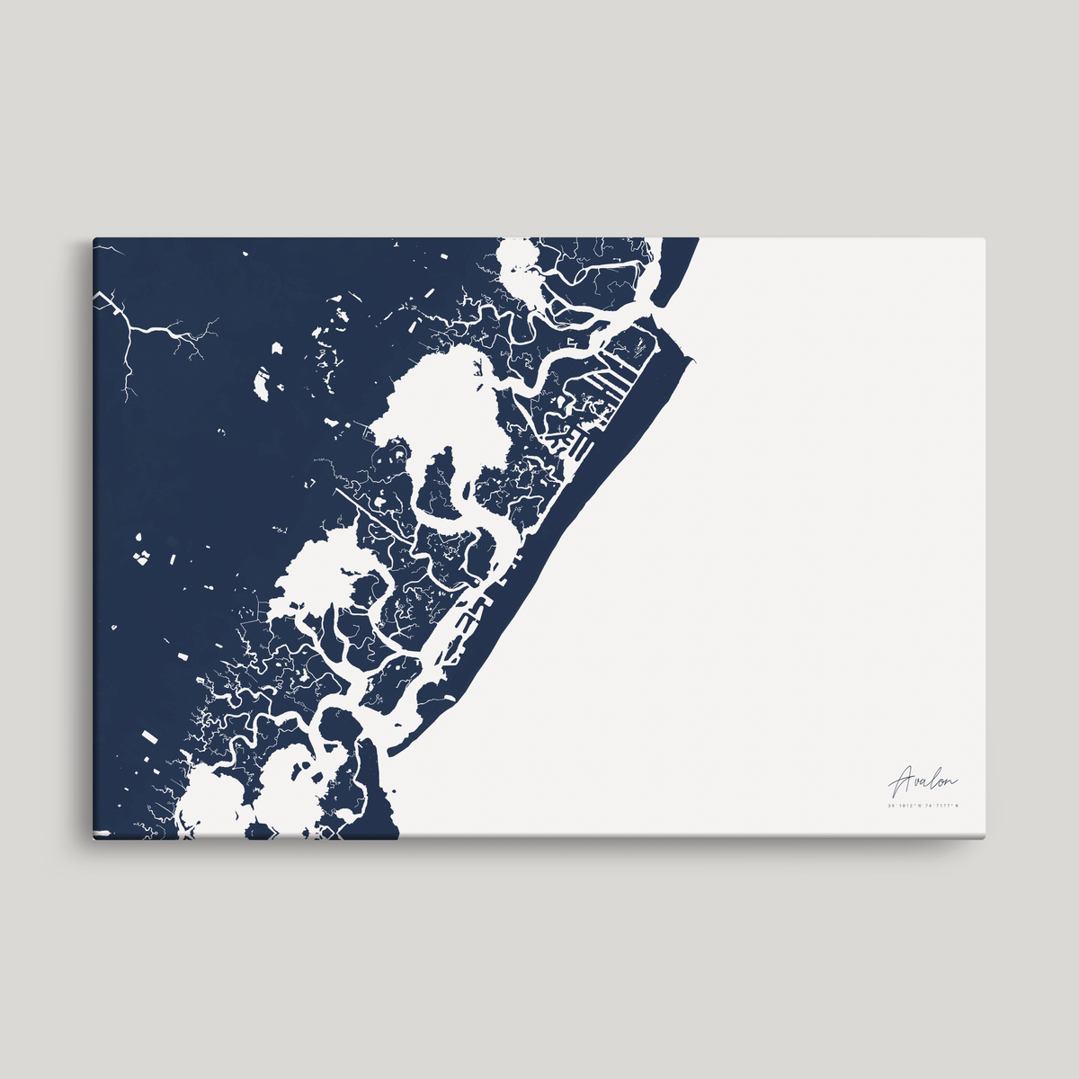 Avalon horizontal canvas map, Navy, No Frame