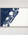 Avalon horizontal canvas map, Navy, Light Wood