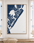 Avalon vertical canvas map in Navy, window interior