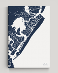 Avalon vertical canvas map, Navy, No Frame