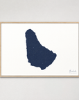 Barbados horizontal canvas map, Navy, Light Wood