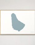 Barbados horizontal canvas map, Soft Blue, Natural Oak