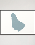 Barbados horizontal canvas map, Soft Blue, Black Frame