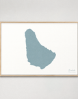 Barbados horizontal canvas map, Soft Blue, Light Wood