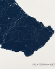 Barbados vertical canvas map in Navy, map detail