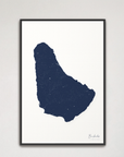 Barbados vertical canvas map, Navy, Black Frame
