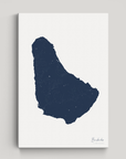 Barbados vertical canvas map, Navy, No Frame