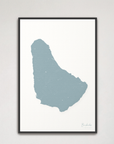 Barbados vertical canvas map, Soft Blue, Black Frame