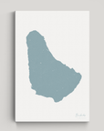 Barbados vertical canvas map, Soft Blue, No Frame