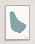 Barbados vertical canvas map, Soft Blue, Light Wood
